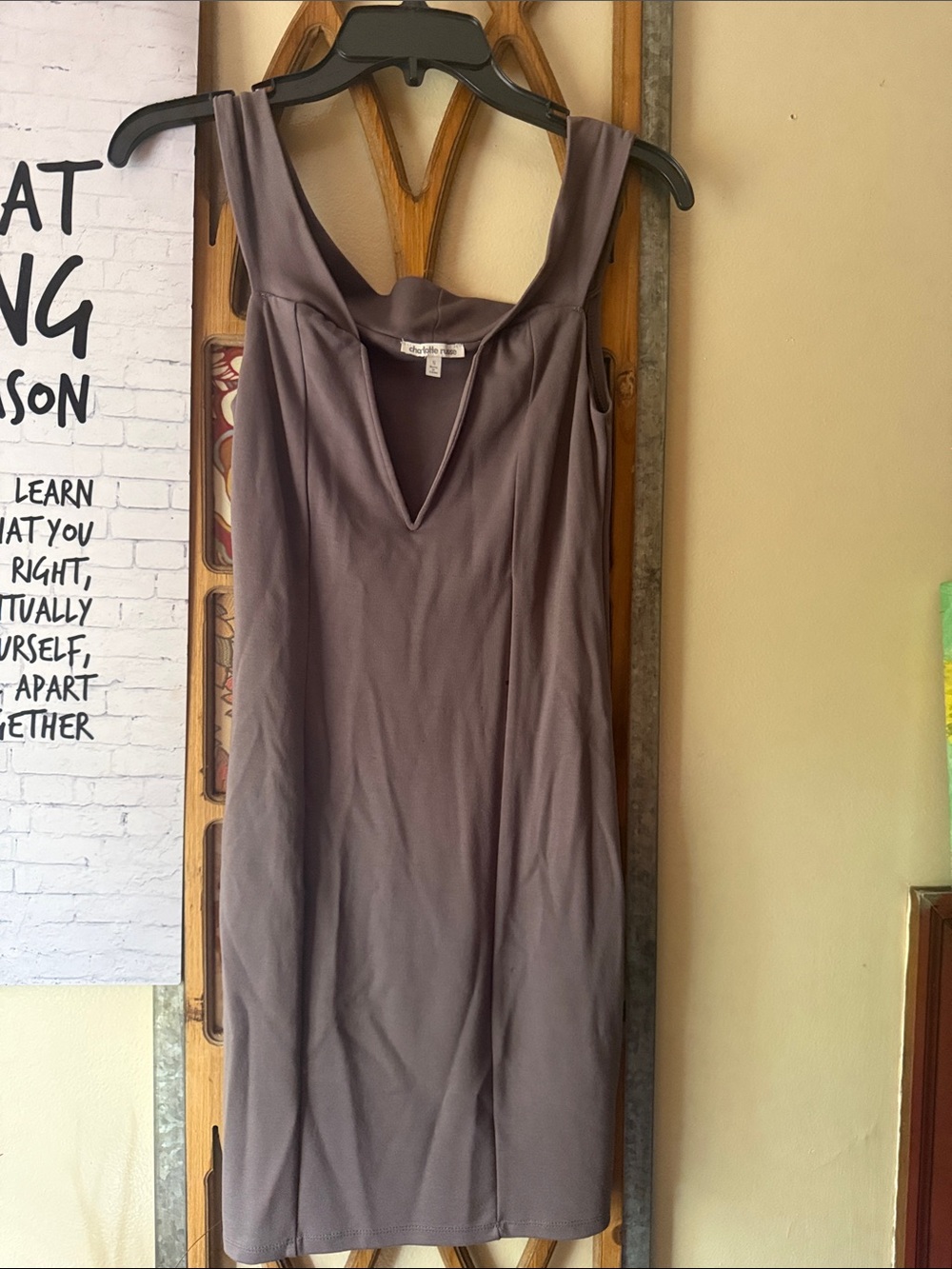 Charlotte Russe Slate Gray V-Neck Sleeveless Dress